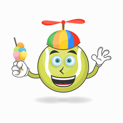 Tennis ball mascot character with Tennis ball and colorful hat. vector illustration