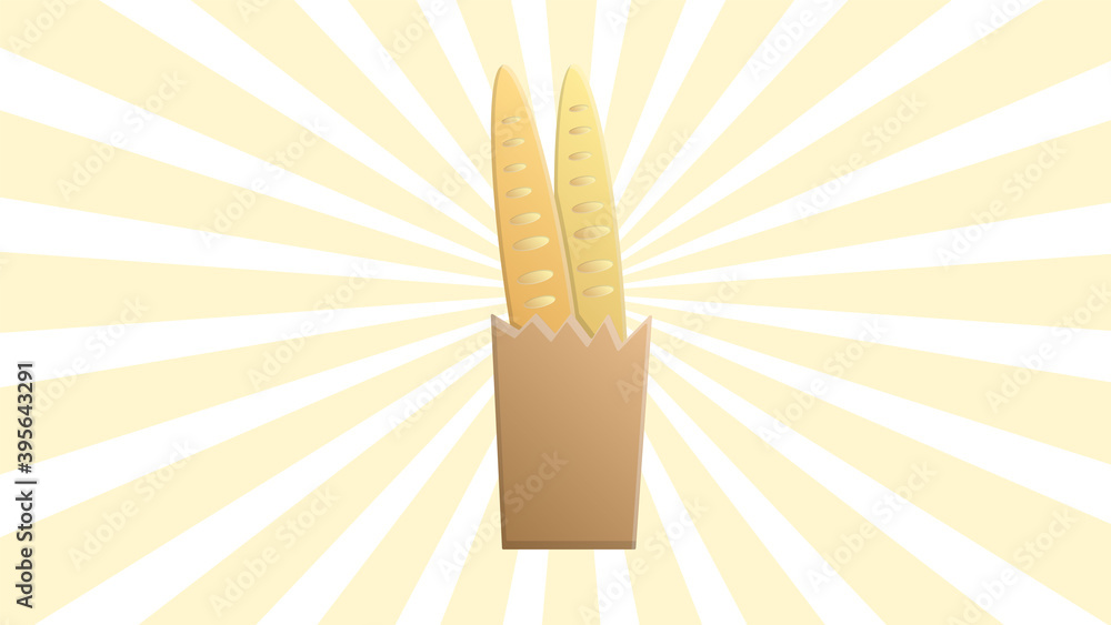 Poster Vector design of bread and baguette icon. Set of bread and bag stock vector illustration