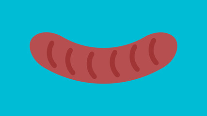 sausage on a blue background, vector illustration. appetizing grilled sausage. delicious meat sausage for a snack. beer snack. junk food, natural fried protein