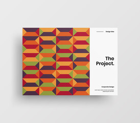 Fototapeta premium Creative business abstract horizontal front page vector mock up. Corporate geometric report cover illustration design layout. Company identity brochure template.