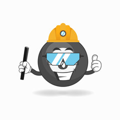 The Billiard ball mascot character becomes a mining officer. vector illustration