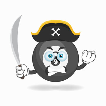 recommend clip art: The Billiard ball mascot character becomes a pirate. vector illustration
