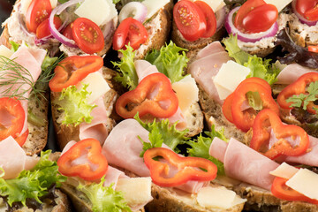 open faced fresh sandwices background