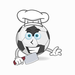 The Soccer Ball mascot character becomes a chef. vector illustration