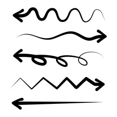 Handmade arrows doodle. Hand drawn sketch symbols set direction mark on a white background. vector illustration graphic design elements