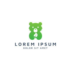 bear and leaf negative space logo design