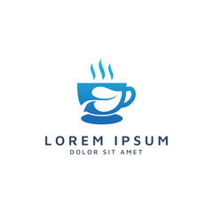 coffee and leaf negative space logo design