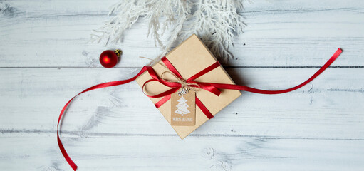 christmas decoration on wooden background. merry christmas 2021