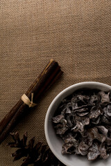 wooden textures on burlap cloth