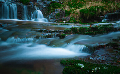 Wild brook with stones and waterfall in Jeseniky mountains, Eastern Europe, Moravia. Clean fresh...