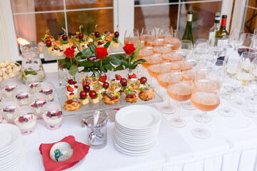 Buffet reception on a table in outdoor