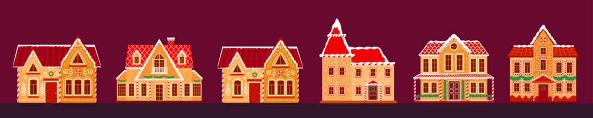 Set of gingerbread houses
