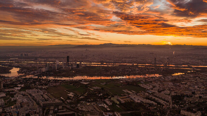 Obraz premium Panorama photo of vienna taken by a drone.