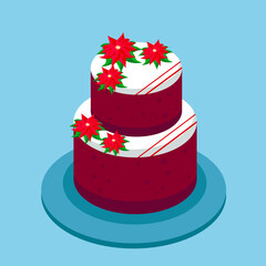 Christmas cake with flowers