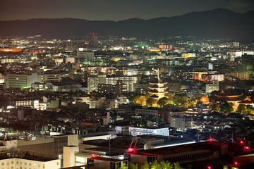 Fototapeta premium Kyoto,Japan-November 23, 2020: Night view of Toji Temple, Kyoto 
