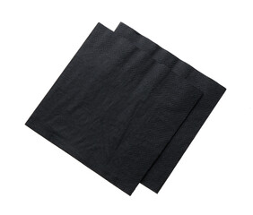 Black clean paper tissues on white background, top view