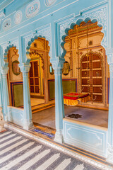 UDAIPUR, INDIA - FEBRUARY 12, 2017: Interior of the City palace in Udaipur, Rajasthan state, India