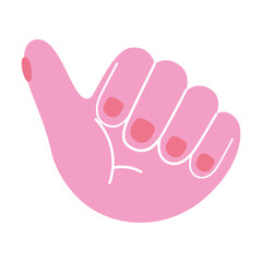 sticker of one hand on white background