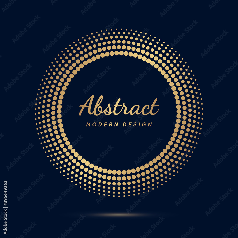 Aufkleber circle gold dot frame. luxury circular border with effect halftone. elegant sphere boarder. modern g