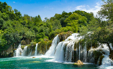 Fototapeta na wymiar Waterfall of the Krka National Park in croatia