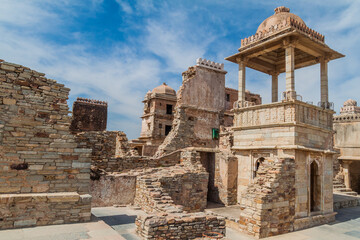 Fototapeta na wymiar Ruins of Kumbha Palace at Chittor Fort in Chittorgarh, Rajasthan state, India