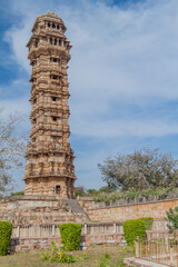 Vijaya Stambha (Tower of Victory) at Chittor Fort in Chittorgarh, Rajasthan state, India