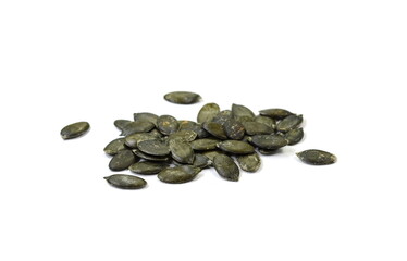 Isolates seed. Pumpkin seeds on a white background.