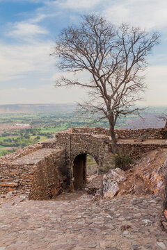 Suraj Pol gate at Chittor Fort in Chittorgarh, Rajasthan state, India