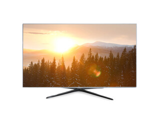 Modern wide screen TV monitor isolated on white