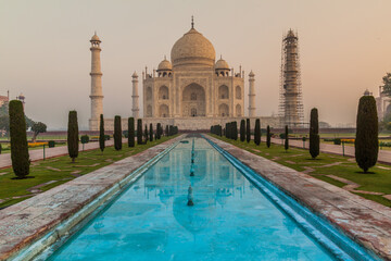 Early morning view of Taj Mahal in Agra, India