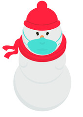 snowman with red hat corona virus