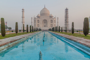 Naklejka premium Morning view of Taj Mahal in Agra, India