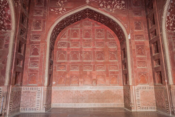 Fototapeta na wymiar Detail of Mihman Khana building at Taj Mahal complex in Agra, India