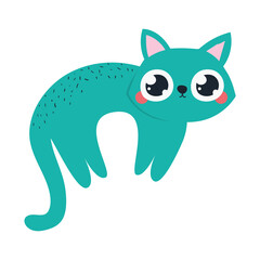sticker of a cat of green color