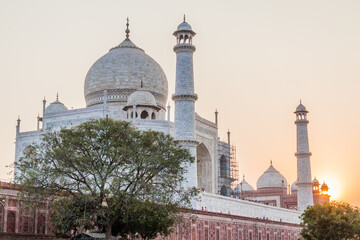 Fototapeta na wymiar Taj Mahal in Agra during sunset, India