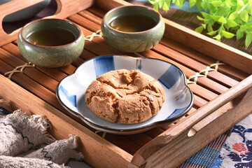 Crisp walnut cookie  on the plate 