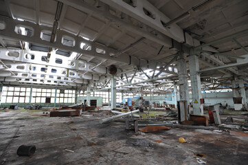 Shops of abandoned plant Jupiter in Chernobyl zone