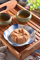 Crisp walnut cookie  on the plate 