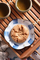 Crisp walnut cookie  on the plate 