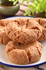 Crisp walnut cookie  on the plate 
