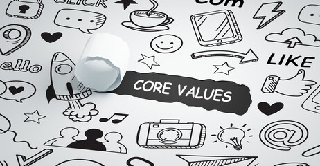 Business, Technology, Internet and network concept. Core values responsibility ethics goals company...