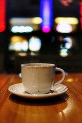 cup of coffee on a table