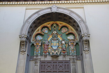An artistic facade of a building in California.