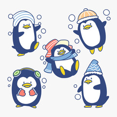 Playful Little Penguin Adorable Illustration