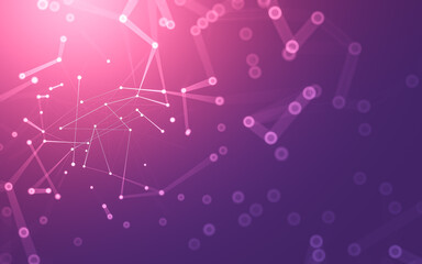 Abstract background. Molecules technology with polygonal shapes, connecting dots and lines. Connection structure. Big data visualization.