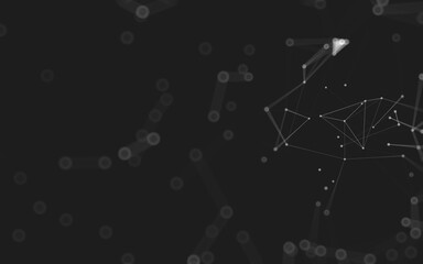 Abstract background. Molecules technology with polygonal shapes, connecting dots and lines. Connection structure. Big data visualization.