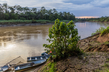 Evening view of Kinabatangan river, Sabah, Malaysia