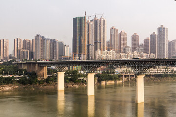 Naklejka premium Jialingjiang Bridge over Jialing river in Chongqing, China