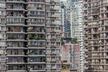 Big apartment blocks in Chongqing, China
