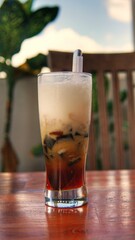 glass of cola with ice